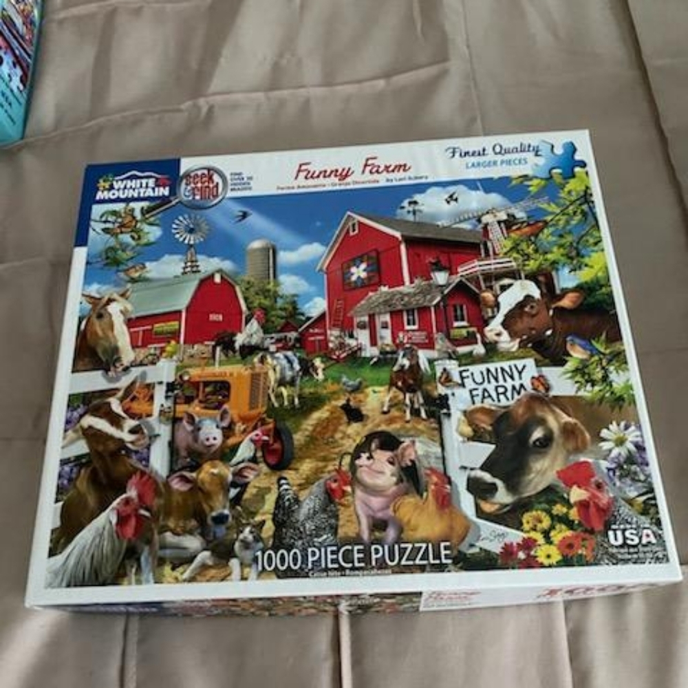 White Mountain Puzzle 1000 piece, "Funny Farm"